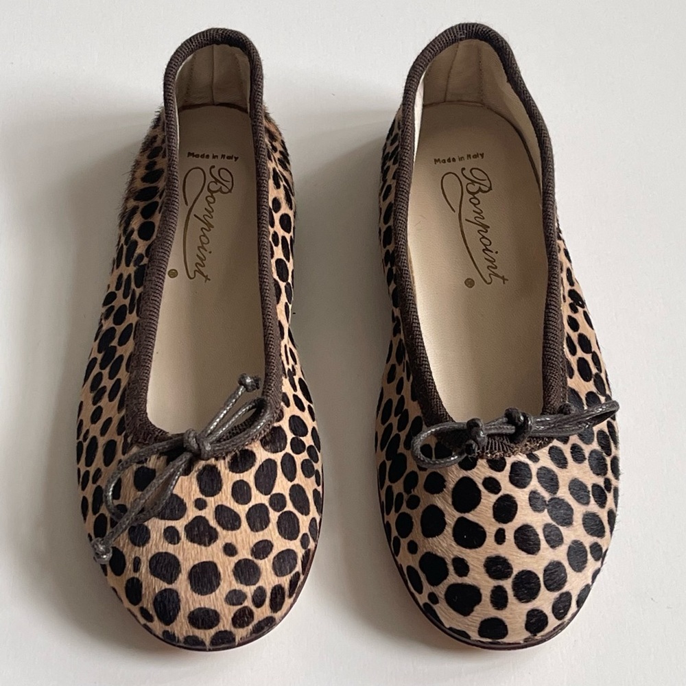 Bonpoint Girl’s Leopard Print Pony Hair Ballet Flats - Size 28